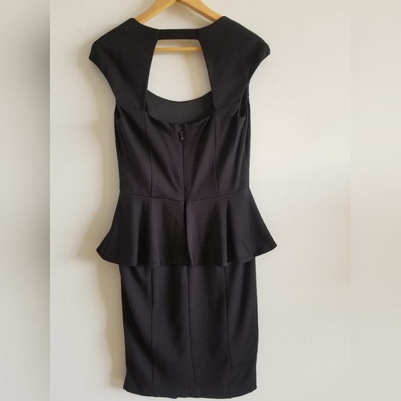 Black Peplum Dress with Keyhole Back by Bebe - size medium - Picture 4 of 7